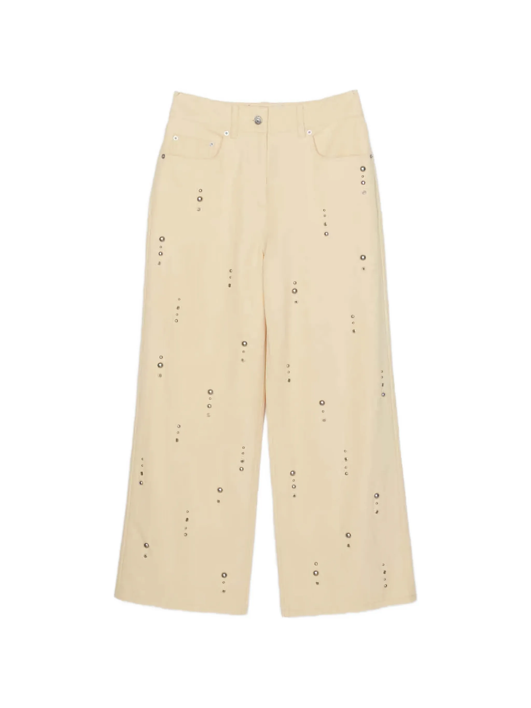 Flat Front Wide Leg Studded Pants