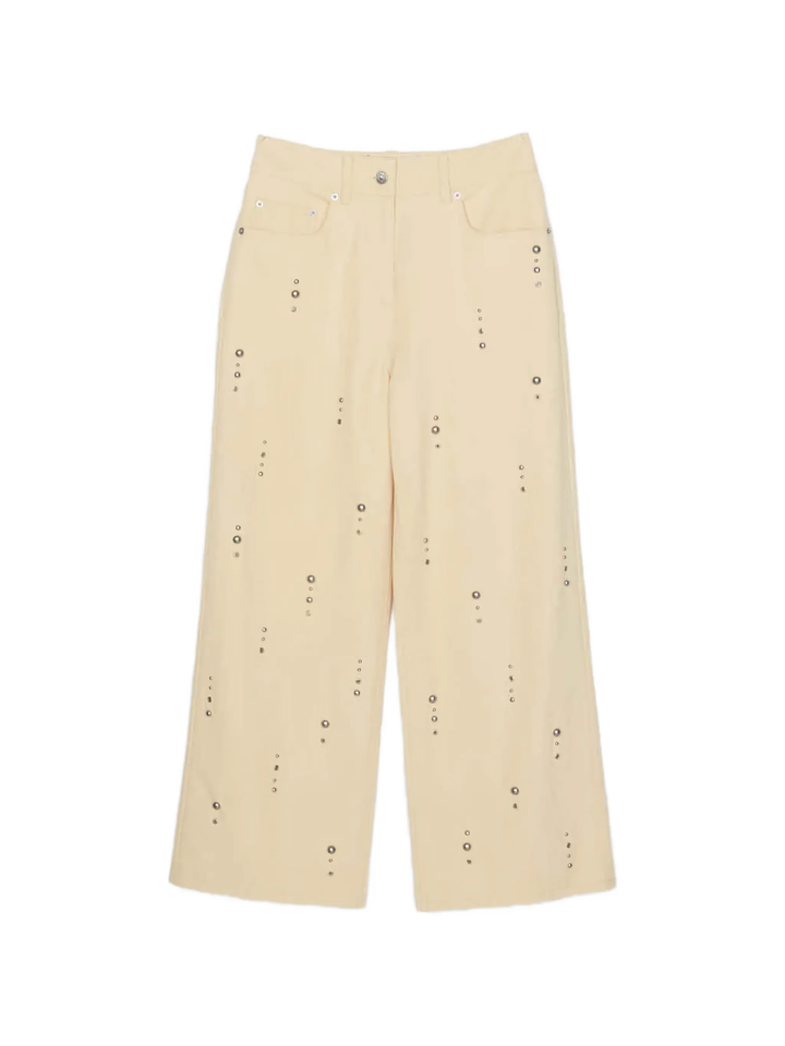 Flat Front Wide Leg Studded Pants