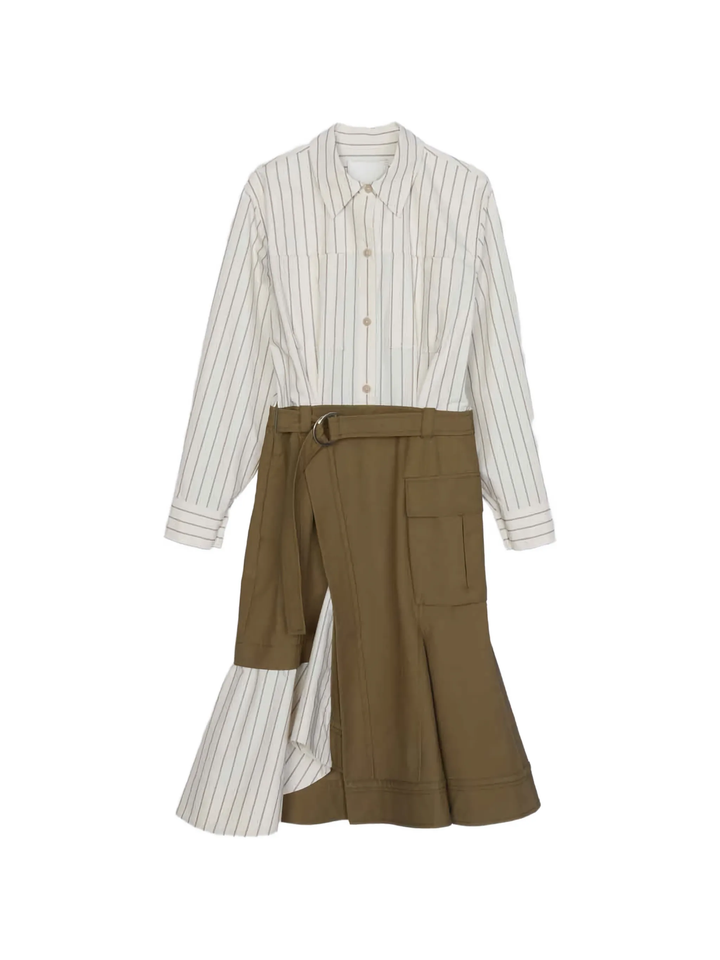Long Sleeve Combo Shirt Dress