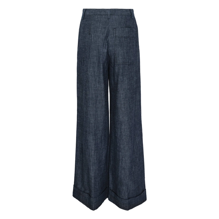 Denim Shirting Wide Leg Pants