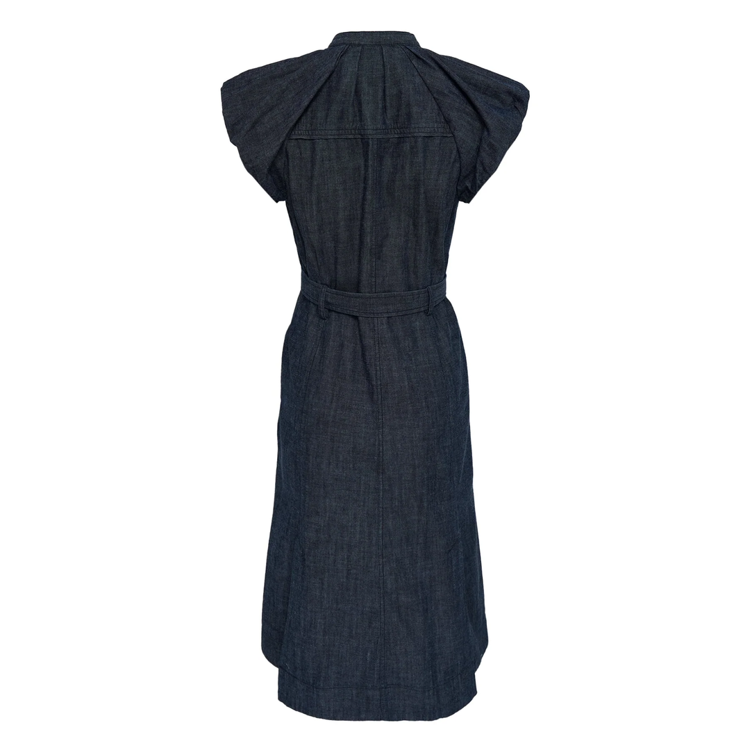 Denim Shirting Puff Sleeve Dress
