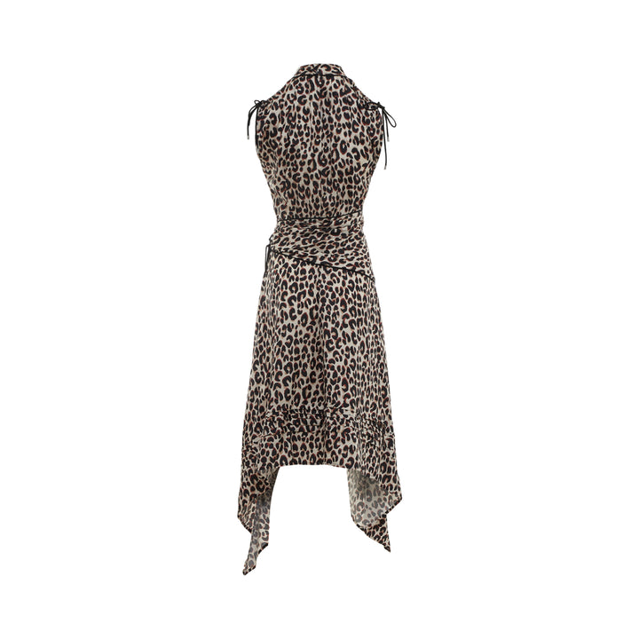 Leopard Ruched Sleeveless Dress
