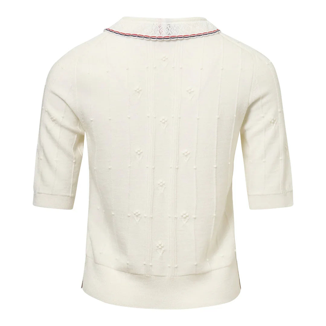 Bobble Stitch Short Sleeve Knit Top