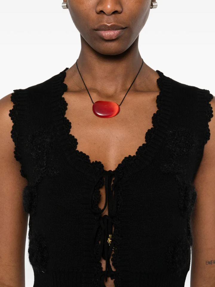 Cotton Cashmere Crochet Applique Vest