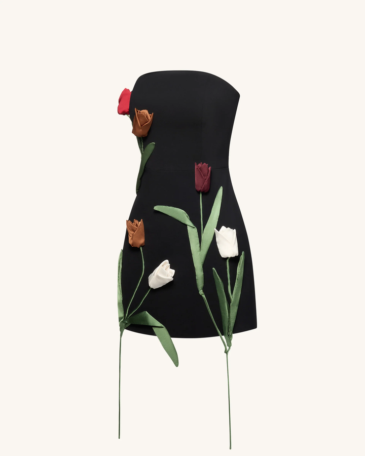 Tulip Applique Strapless Dress