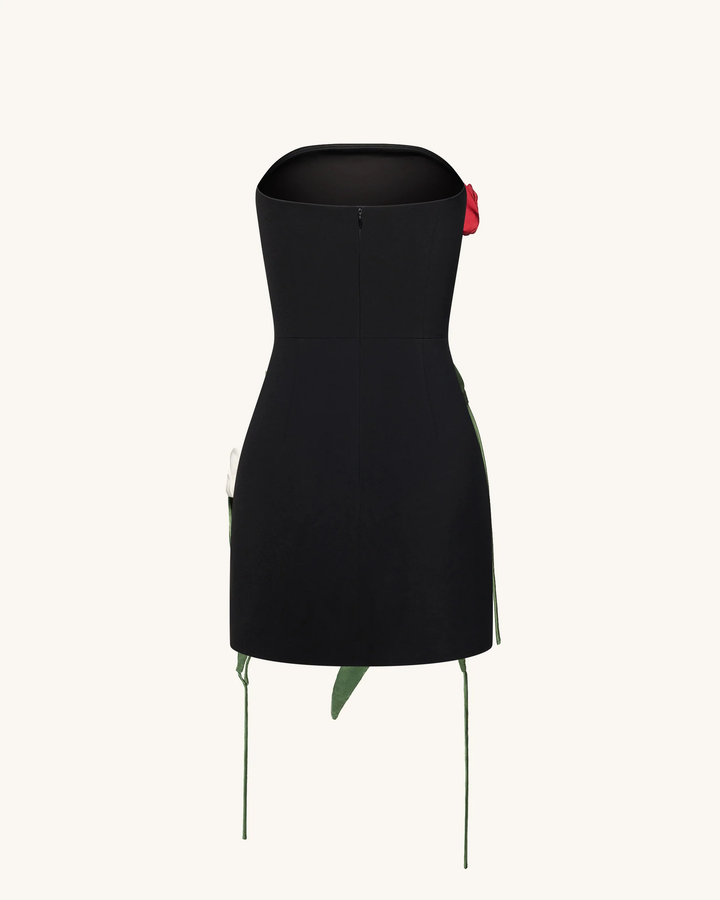 Tulip Applique Strapless Dress