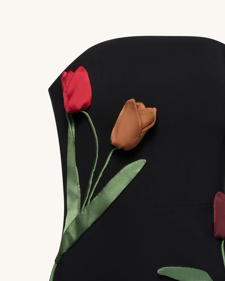 Tulip Applique Strapless Dress