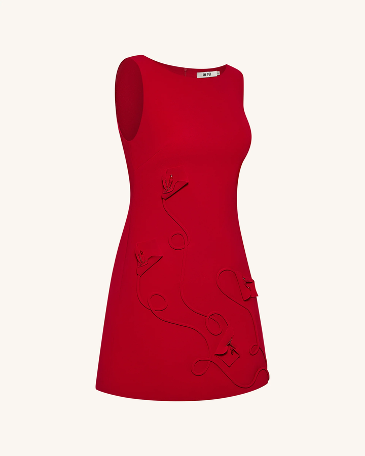 3D Floral-Applique Sheath Mini Dress