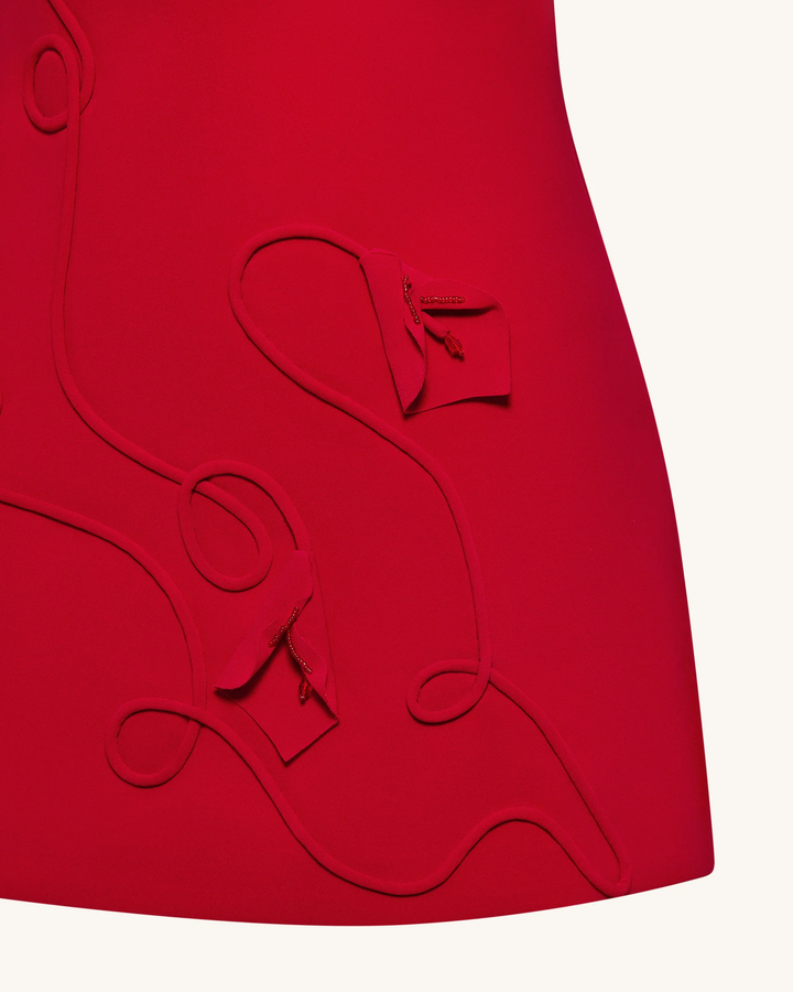 3D Floral-Applique Sheath Mini Dress