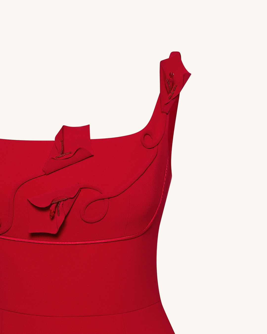 3D Floral Applique Square-Neck Dress