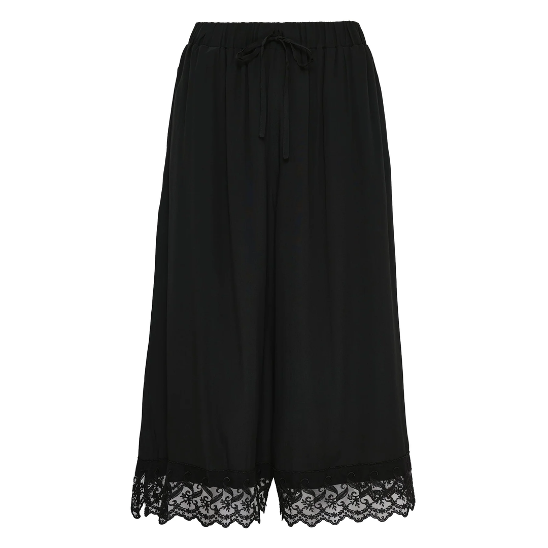 Cropped Lace Trim Pants