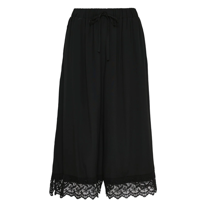 Cropped Lace Trim Pants