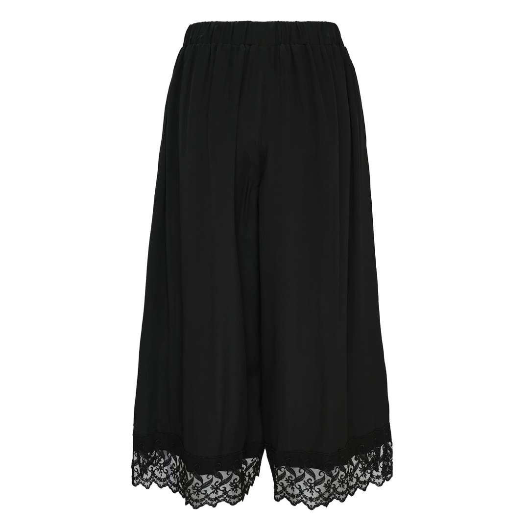 Cropped Lace Trim Pants
