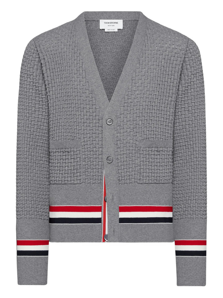 Float Ripple Stitch V Neck Cardigan