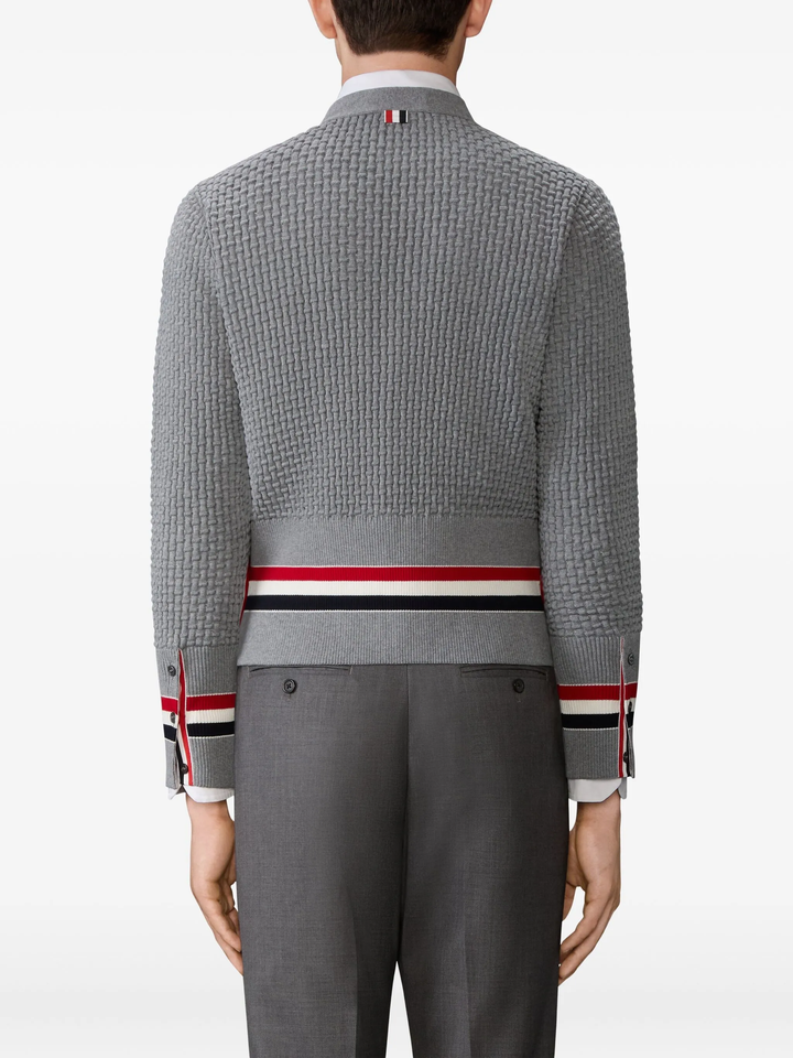 Float Ripple Stitch V Neck Cardigan