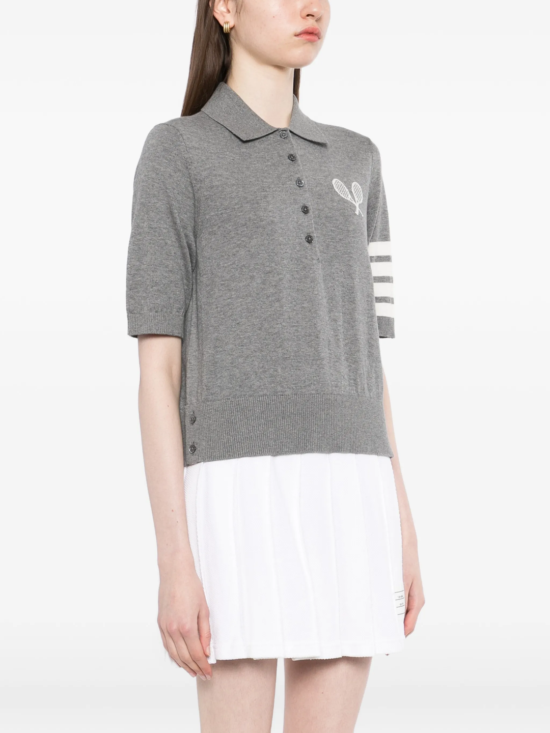 Tennis Racquets Intarsia Short Sleeve Polo
