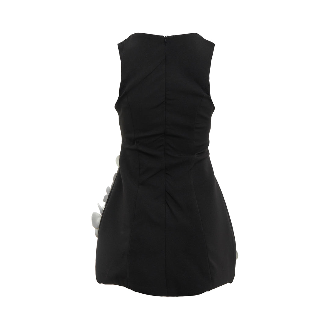 Black Floral Appliqué Mini Dress