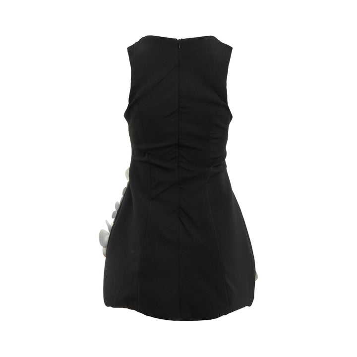 Black Floral Appliqué Mini Dress