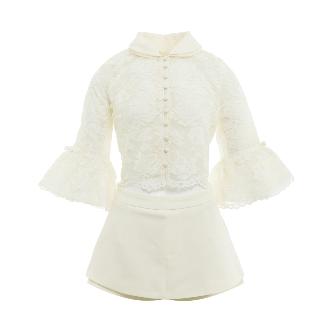 Ivory Lace Bell Sleeve Top