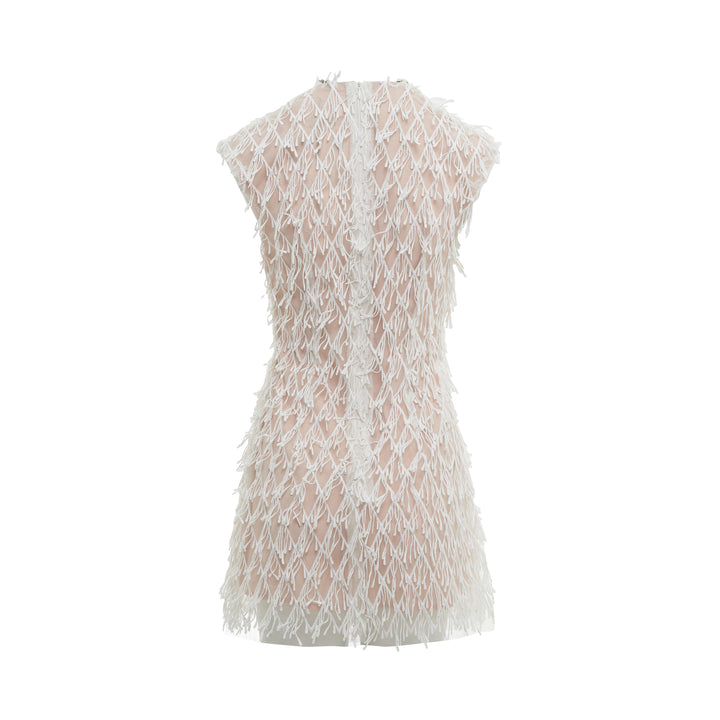 Cream Fringe Mini Dress