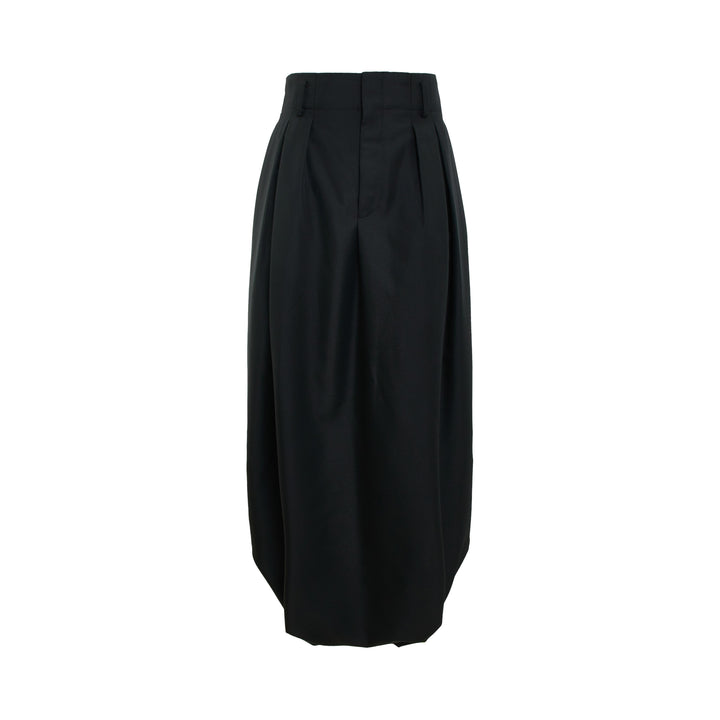 Pleated Balloon Midi Skirt