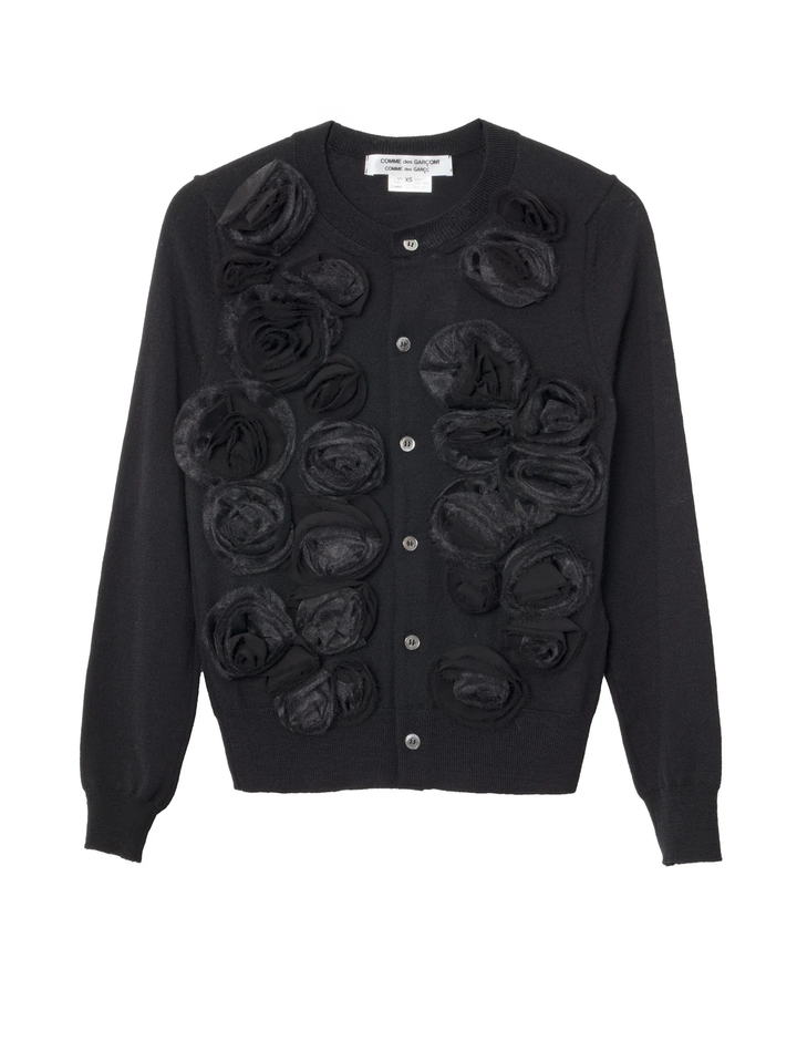 Lambswool Jersey x Flower Embroidered Cardigan