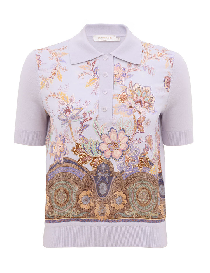 Luna Printed Silk Polo