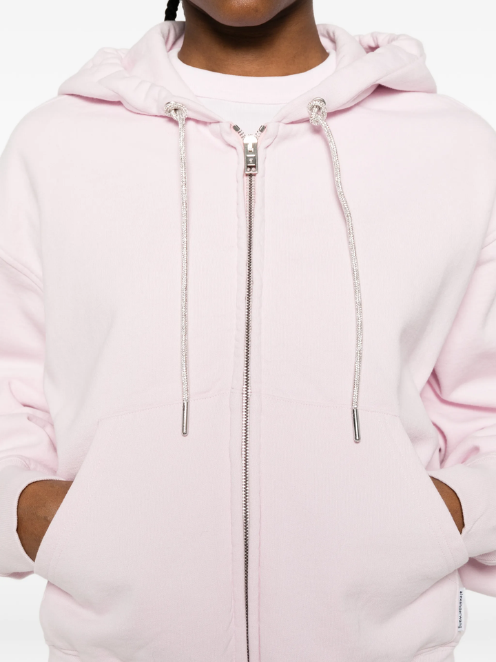Zip-Up Hoodie With Rhinestone Detail