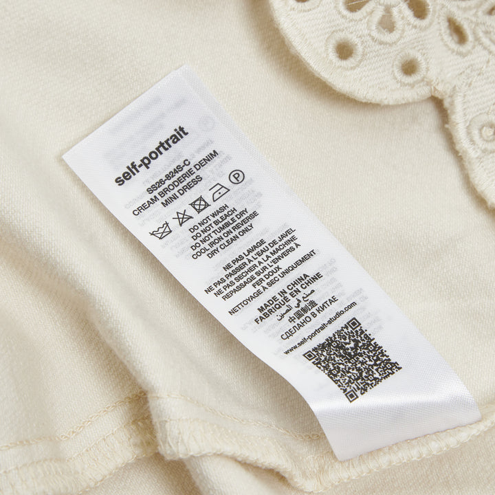 Cream Broderie Denim Mini Dress