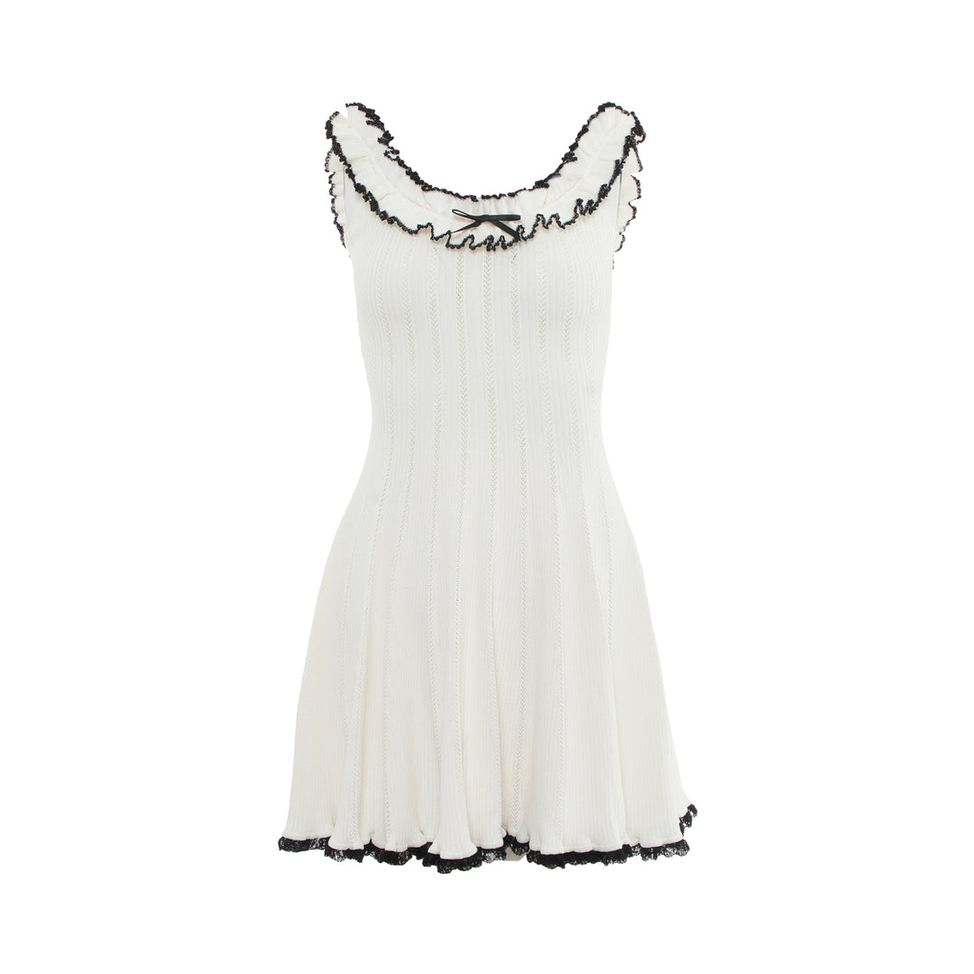 Self-Portrait White Contrast Trim Knit Mini Dress – Available at Club 21, Official Retailer in Singapore, Malaysia & Thailand with Global Shipping Online