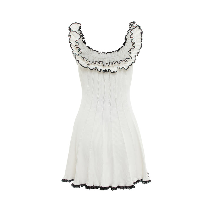 Self-Portrait White Contrast Trim Knit Mini Dress – Available at Club 21, Official Retailer in Singapore, Malaysia & Thailand with Global Shipping Online