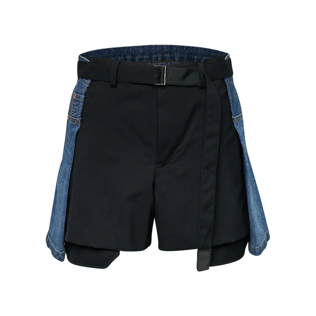 Wool Suiting x Denim Shorts