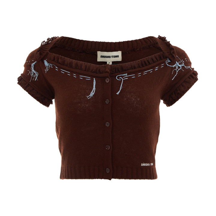 SHUSHU/TONG Threadwork Detail Short-Sleeve Cardigan – Available at Club 21, Official Retailer in Singapore, Malaysia & Thailand with Global Shipping Online