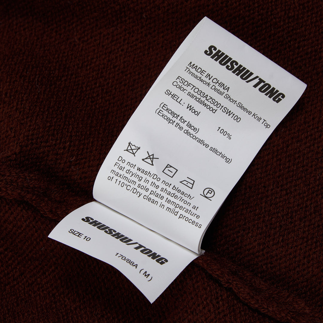SHUSHU/TONG Threadwork Detail Short-Sleeve Cardigan – Available at Club 21, Official Retailer in Singapore, Malaysia & Thailand with Global Shipping Online