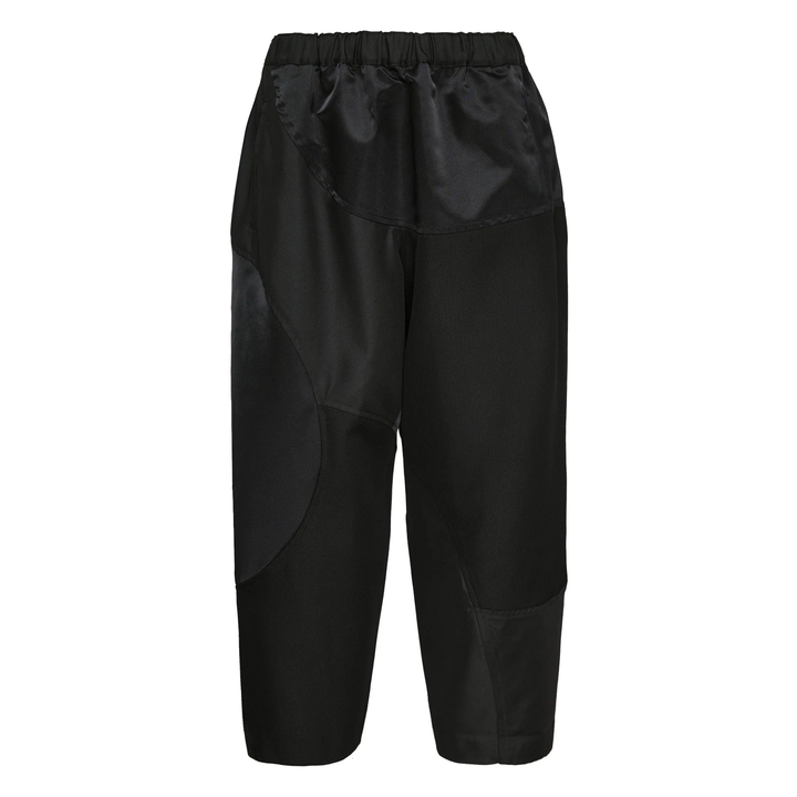 Mixed Fabric Cropped Pants