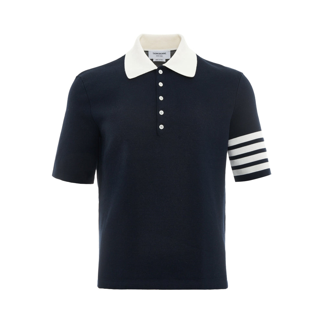 Thom Browne Short Sleeve Polo With 4 Bar Stripe – Available at Club 21, Official Retailer in Singapore, Malaysia & Thailand with Global Shipping Online