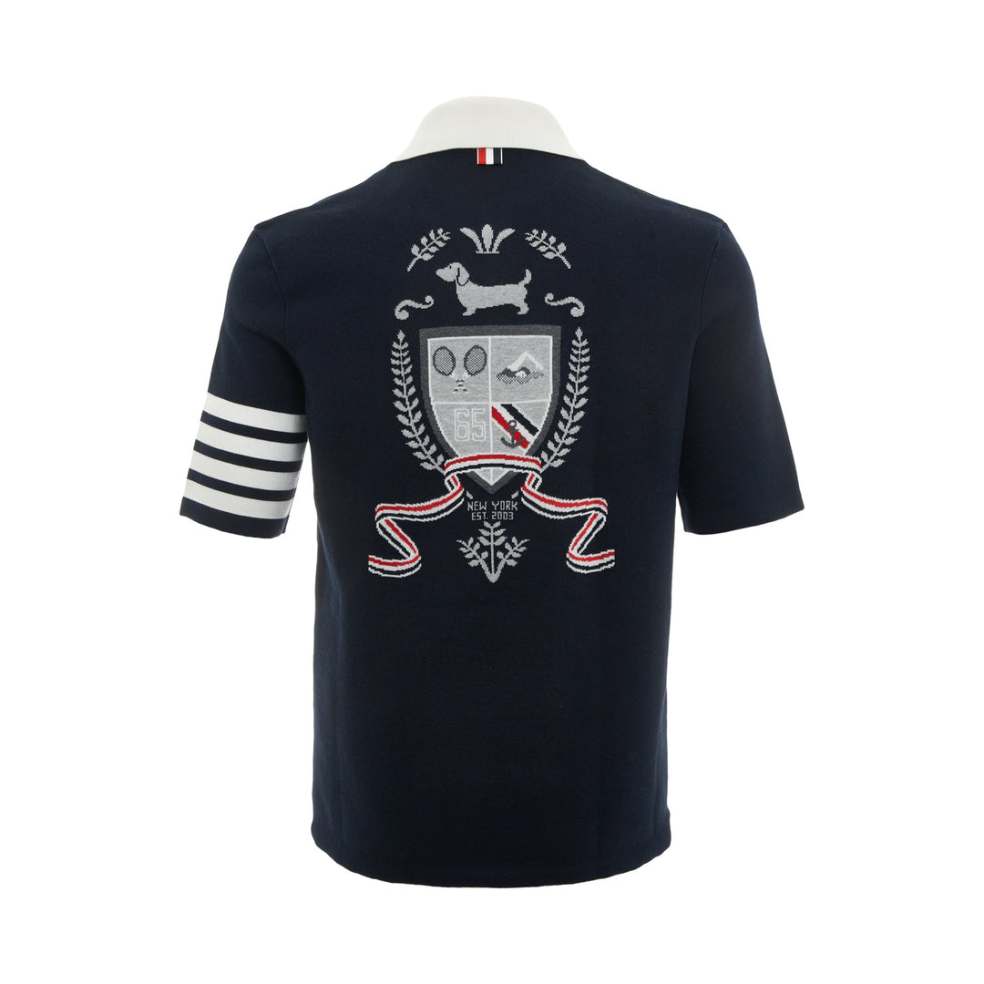 Thom Browne Short Sleeve Polo With 4 Bar Stripe – Available at Club 21, Official Retailer in Singapore, Malaysia & Thailand with Global Shipping Online