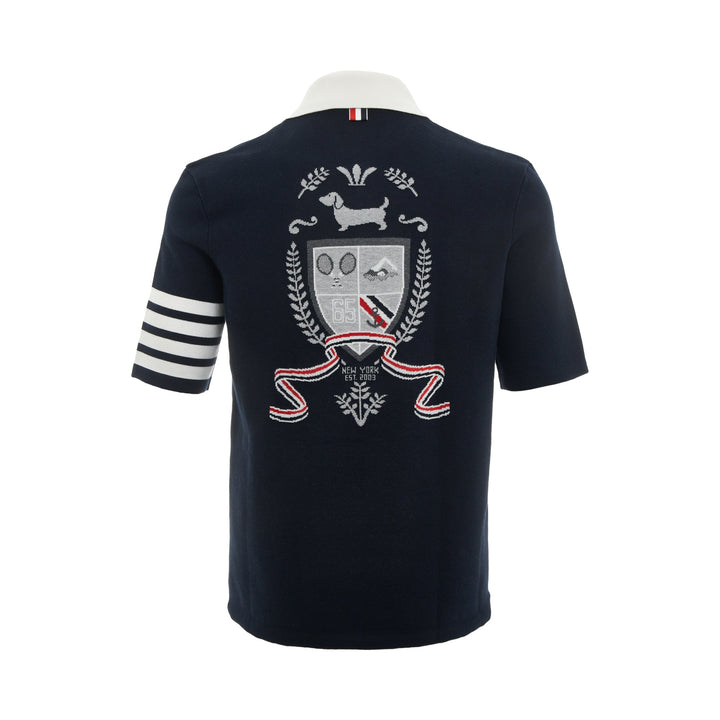 Thom Browne Short Sleeve Polo With 4 Bar Stripe – Available at Club 21, Official Retailer in Singapore, Malaysia & Thailand with Global Shipping Online