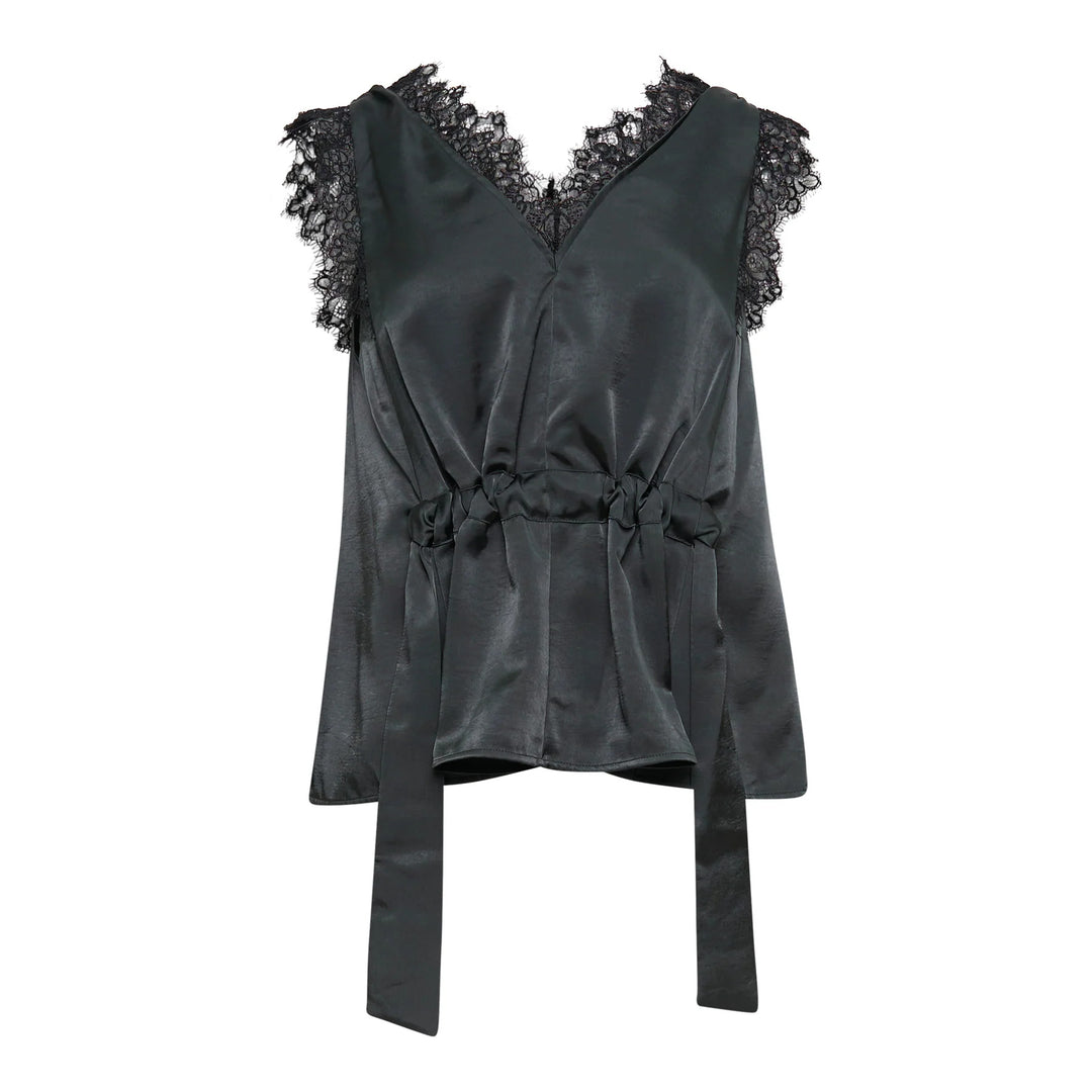 Satin Lace V-Neck Top