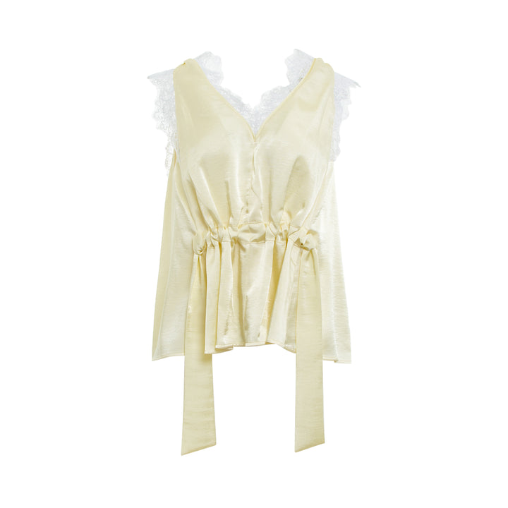 Satin Lace V-Neck Top