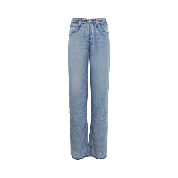 rag & bone Miramar Wide Leg Pull-On Jeans in light blue denim with high-rise waist and relaxed wide-leg silhouette