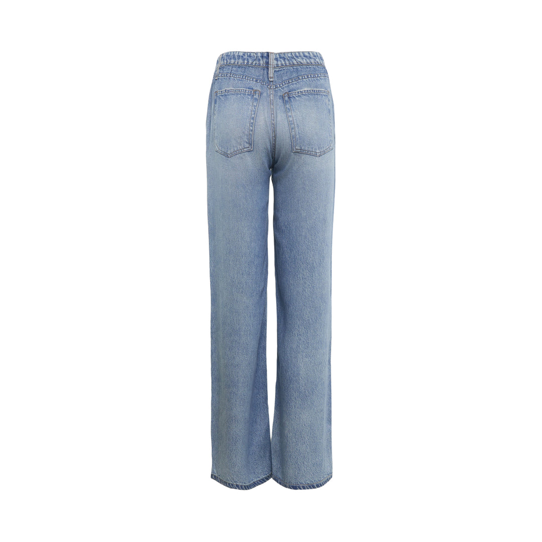rag & bone Miramar Wide Leg Pull-On Jeans in light blue denim with high-rise waist and relaxed wide-leg silhouette