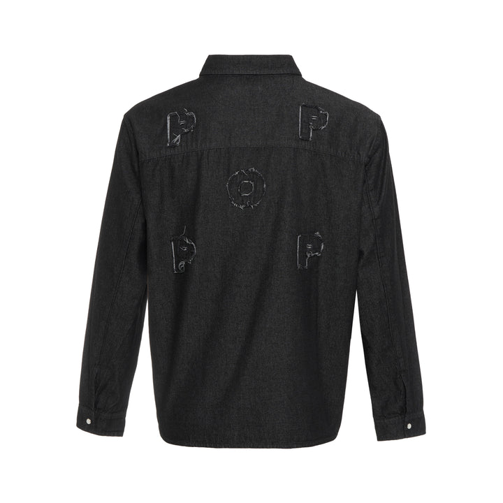 Applique Logo Long Sleeve Denim Shirt