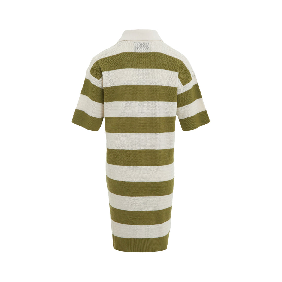 Striped Knit Polo Dress