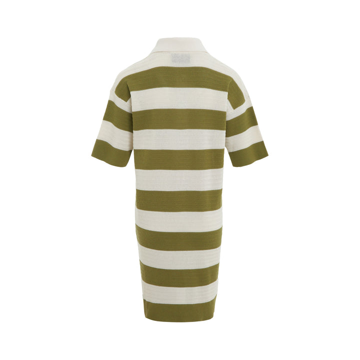 Striped Knit Polo Dress