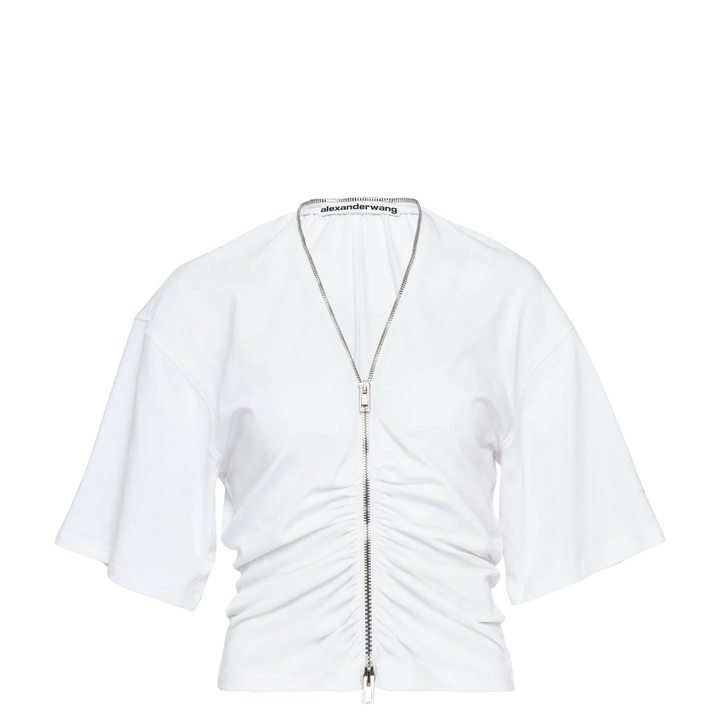 Gathered Zip-Front Tee
