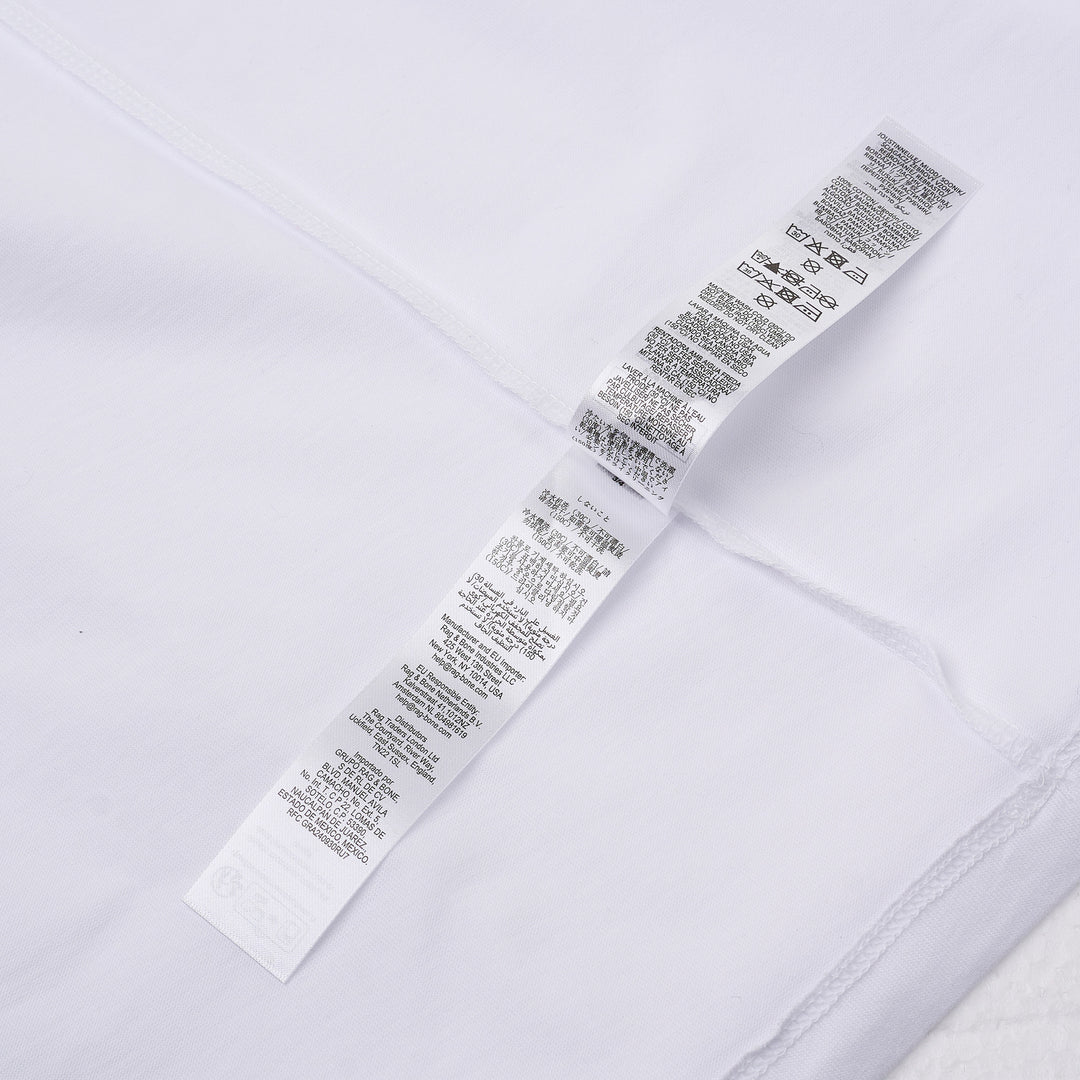 rag & bone Giovanni white cotton crew neck tee with script logo embroidery at the chest