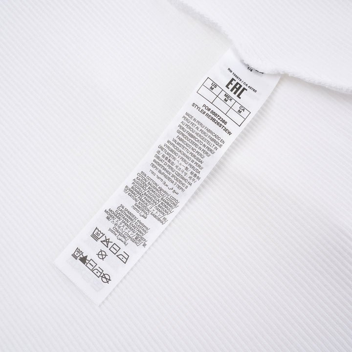 rag & bone Essential Rib Long Sleeve Crew in white, featuring a slim ribbed silhouette, elevated crew neckline, and ribbed cuffs - view 3