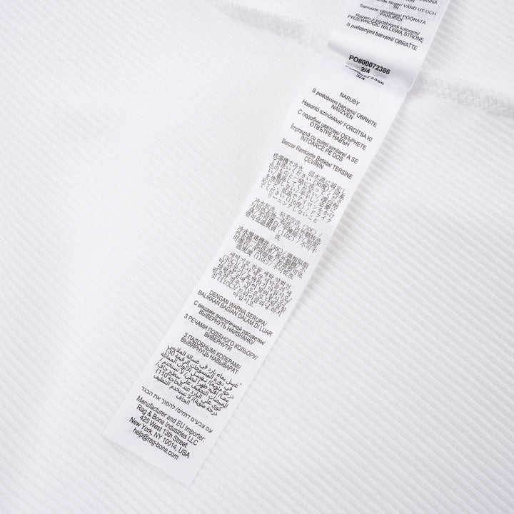 rag & bone Essential Rib Long Sleeve Crew in white, featuring a slim ribbed silhouette, elevated crew neckline, and ribbed cuffs - view 5