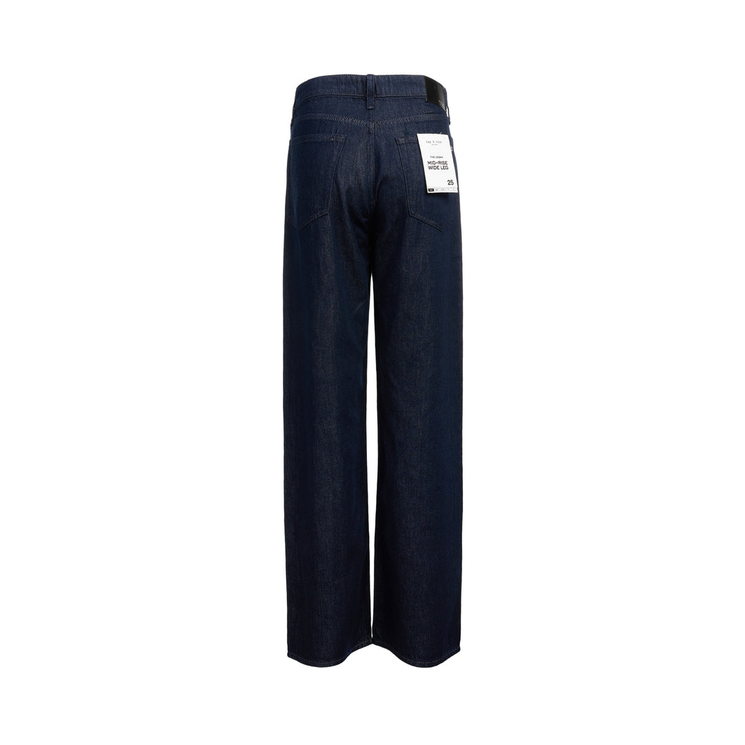 rag & bone Logan Wide Leg Jeans in dark indigo rinse, featuring a high-rise waist, five-pocket construction, and a clean wide-leg silhouette - view 2